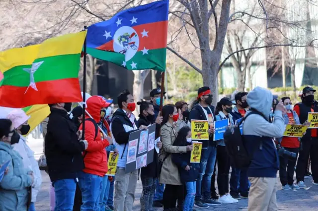 နယူးယောက် UN ရုံးချုပ် ရှေ့က မြန်မာ့ အရေး ဆန္ဒပြပွဲ