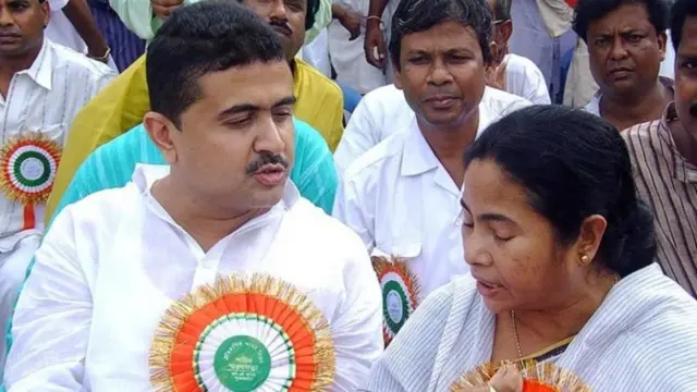 મમતા બેનરજી અને શુભેન્દુ અધિકારી