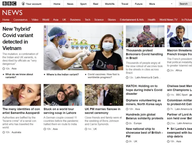BBC News trong nhiều giờ ngày 30/5 để bài về diễn biến mới nhất này ở vị trí số 1 trên trang nhất.