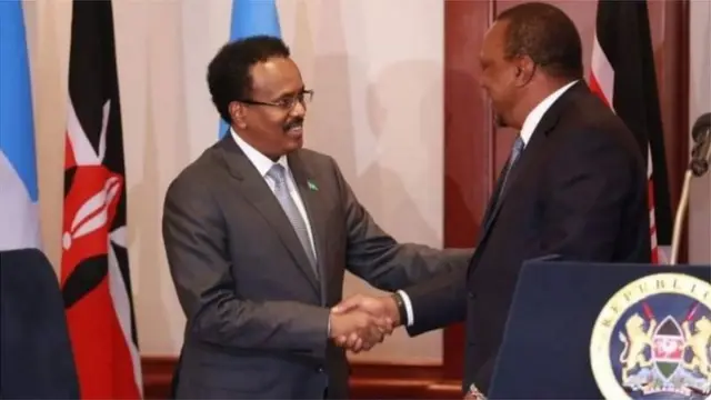 Rais wa Farmajo na mwenzake Uhuru wa Kenya