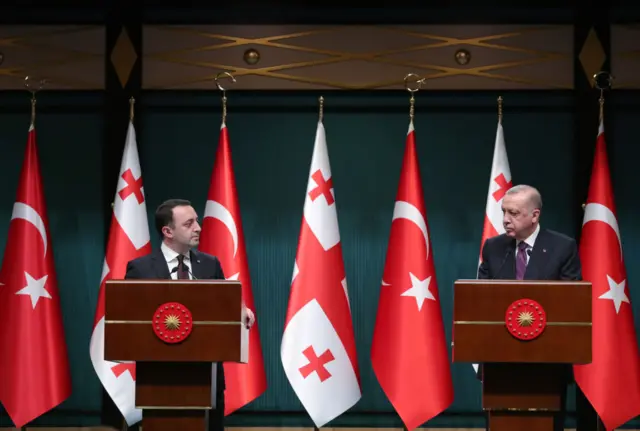 Gürcistan Başbakanı İrakli Garibaşvili ve Cumhurbaşkanı Recep Tayyip Erdoğan