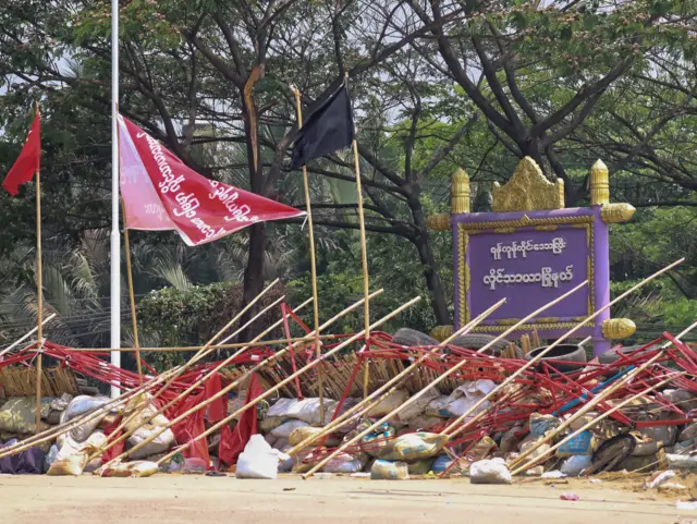 ပုံစာ-  စစ်အုပ်ချုပ်ရေး ကြေငြာခံထားရသည့်လှိုင်သာယာမြို့နယ် မတ် ၁၆ရက် မြင်ကွင်း