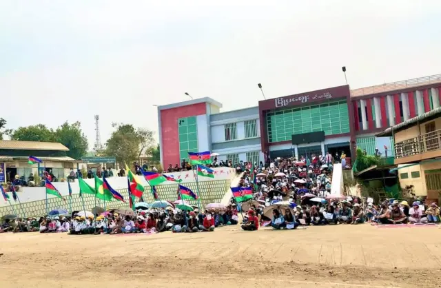မင်းတပ်မြို့မစျေးရှေ့ ပြီးခဲ့တဲ့ မတ်လ အတွင်းက ဆန္ဒပြပွဲ