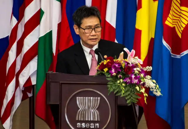 ၂၀၁၈ ခုနှစ်မှာ အာဆီယံအတွင်းရေးမှူးချုပ် ရာထူးယူချိန် မိန့်ခွန်းပြောနေတဲ့ အတွင်းရေးမှူးချုပ် Lim Jock Hoi