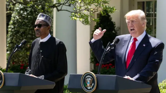 Madaxweynaha Nigeria Muhammadu Buhari iyo Madaxweyne hore ee Trump