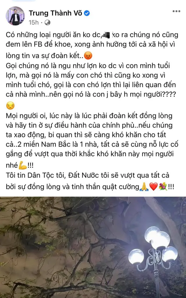 Bài viết trên Facebook của nam MC gây tranh cãi