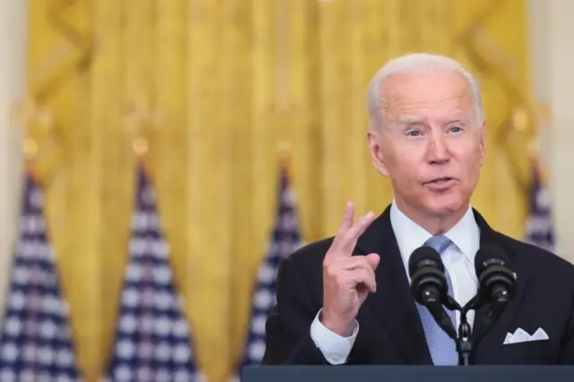 Tổng thống Hoa Kỳ Joe Biden phát biểu về Afghanistan, tại Phòng phía Đông của Nhà Trắng ở Washington, DC, Hoa Kỳ, ngày 16 tháng 8 năm 2021