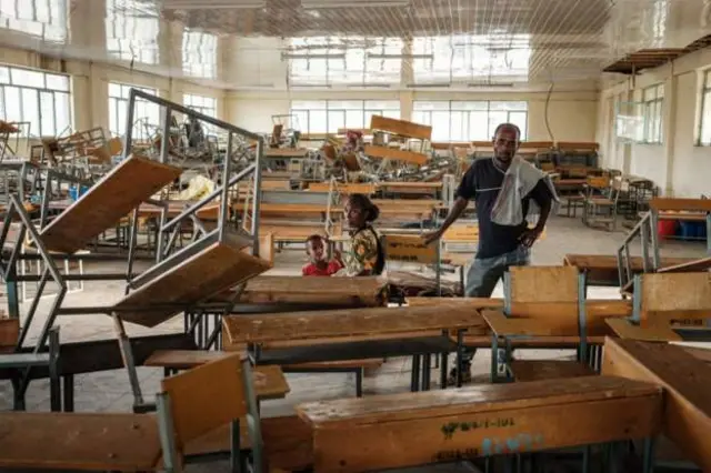 Some schools are being used as shelter for those who have fled their homes