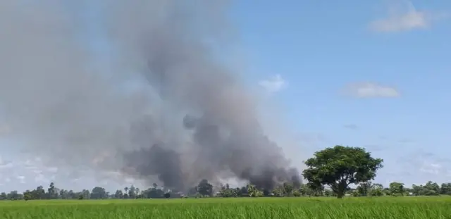 စက်တင်ဘာ ၂၃ ရက်နေ့မနက်ပိုင်းကကျည်ကုန်းကျေးရွာကို အဝေးကလှမ်းမြင်ရတဲ့မြင်ကွင်း