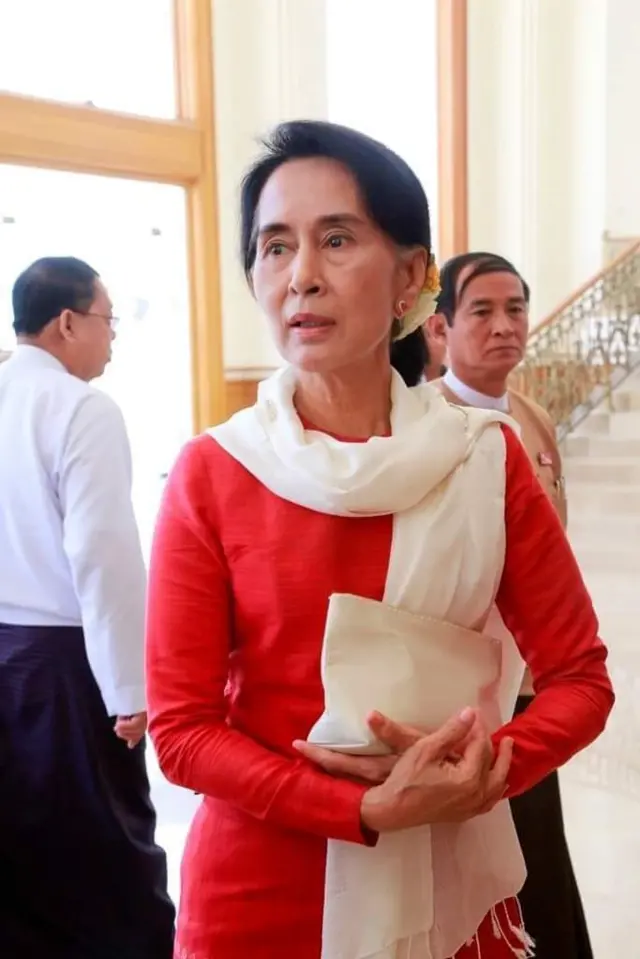 the ousted leaders Aung San Suu Kyi and Win Myint