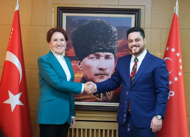 İyi Parti lideri Meral Akşener ve Bağımsız Türkiye Partisi lideri Hüseyin Baş