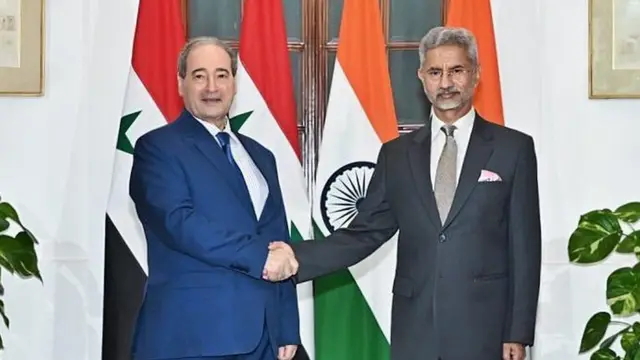 सीरियाई विदेश मंत्री के साथ भारतीय विदेश मंत्री