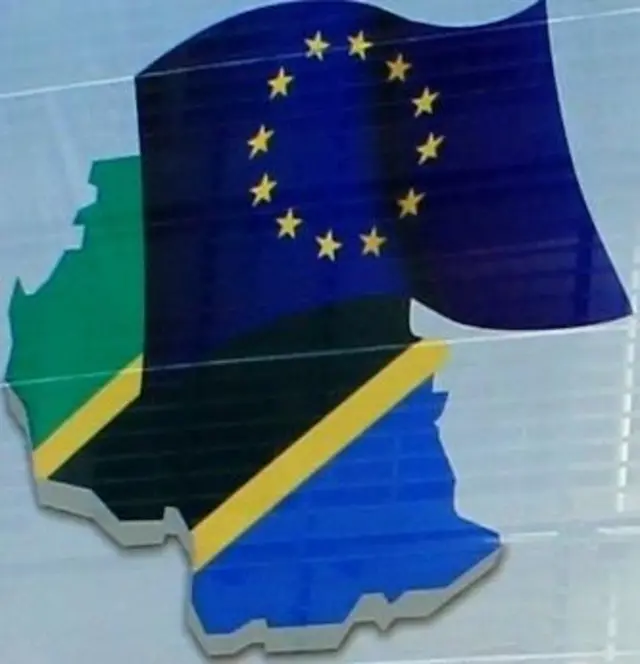 Bendera za Umoja wa Ulaya na Tanzania