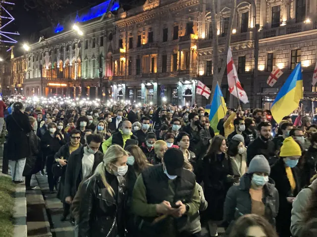 Акция солидарности с Украиной в Тбилиси