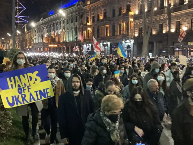 Акция солидарности с Украиной в Тбилиси