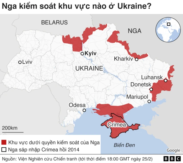 Which areas are under Russia's control