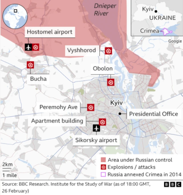 Close up of Kyiv attacks