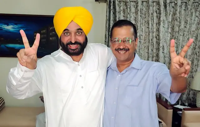 भगवतं मान और अरविंद केजरीवाल