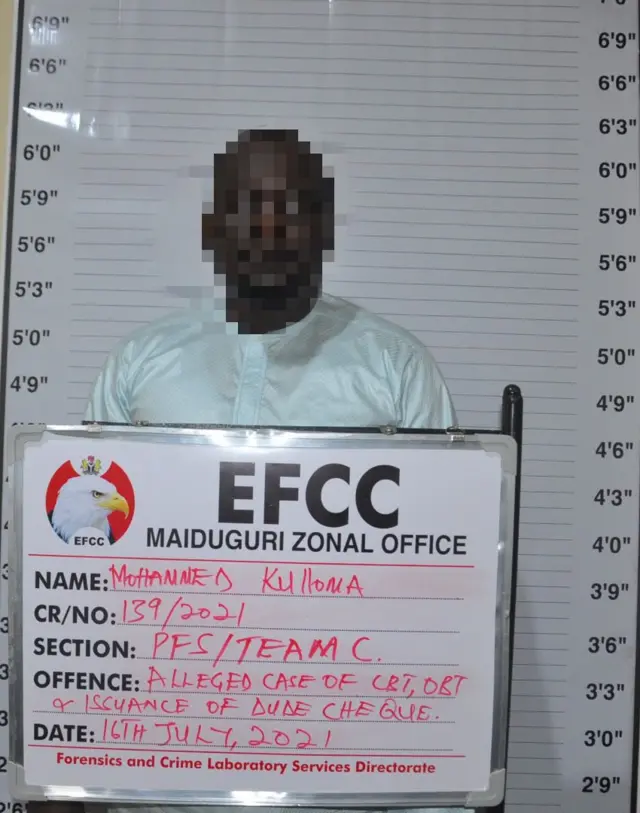 Muhammed Abdullahi Kulloma wit im EFCC crime tag