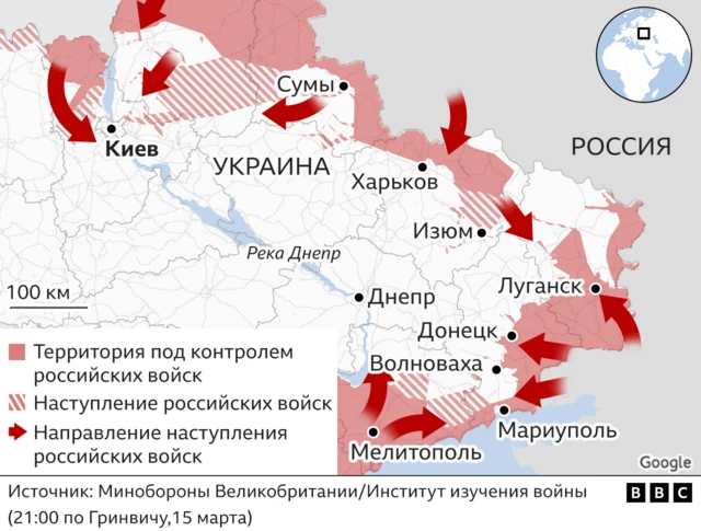 Продвижение российских войск с востока