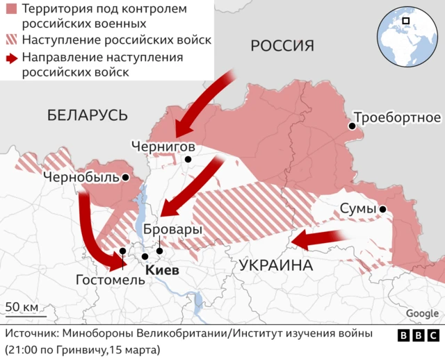 Продвижение российских войск с севера