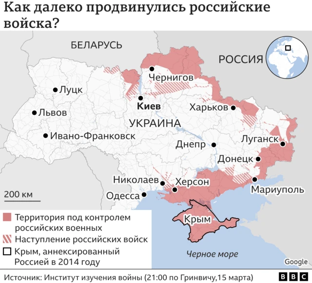 Карта продвижения российских войск