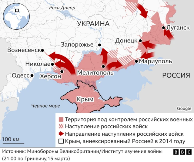 Продвижение российских войск с юга