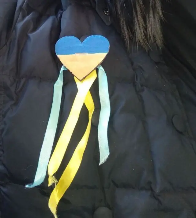 Знак и ленты в цветах украинского флага (фото из материалов дела)