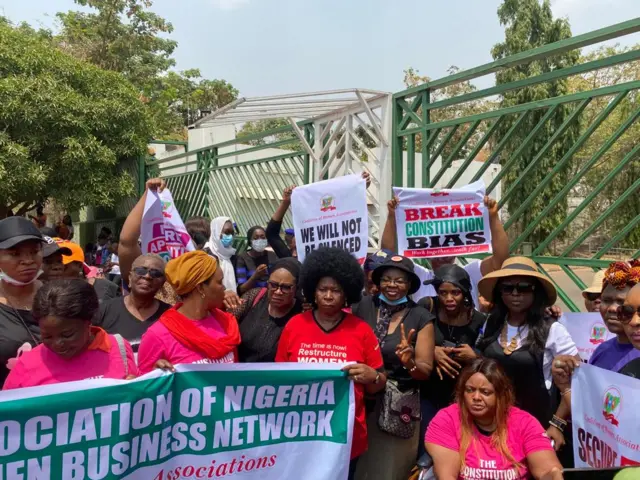 women protest