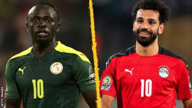 Sadio Mane of Senegal and Egypt Mohammed Salah