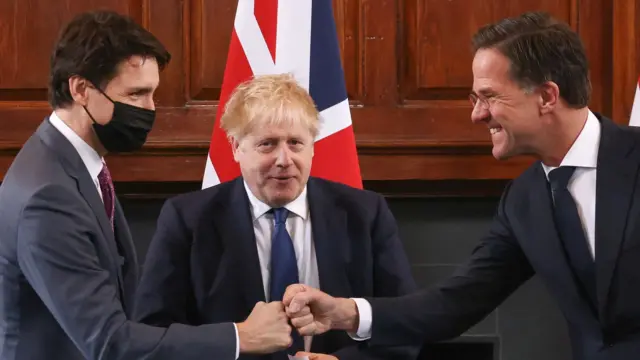 Justin Trudeau, Boris Johnson and Marc Rutte, the leaders of Canada, the UK and the Netherlands are meeting in London