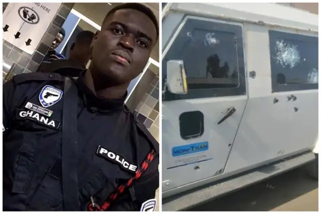 Policeman and bullion van