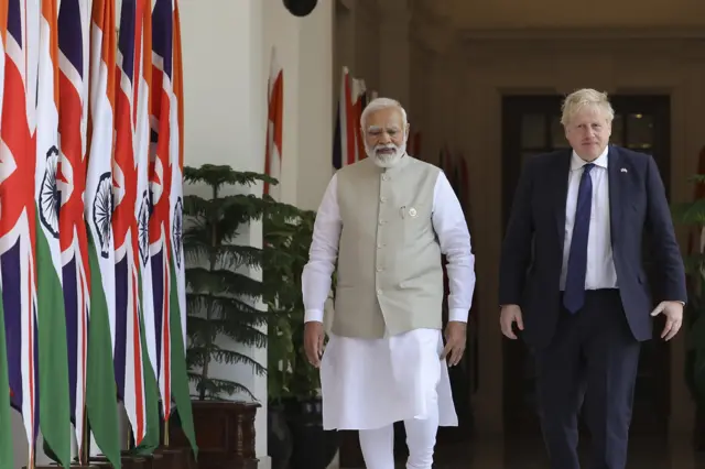 భారత ప్రధాని నరేంద్ర మోదీతో బ్రిటన్ ప్రధాని బోరిస్‌ జాన్సన్