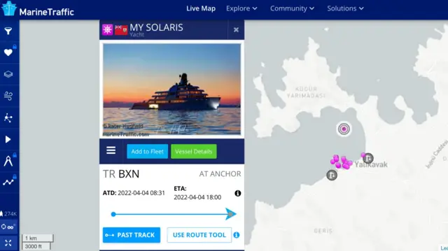 Marine traffic ekran görüntüsü