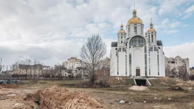 A mass grave was uncovered near a church in Bucha