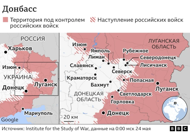 Карта наступаления российских войск