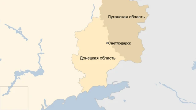 На карте Донецкой области обозначен Светлодарск