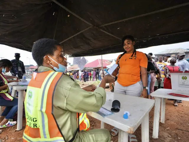 First voter for polling unit 2 for ward 6 Ado Ekiti