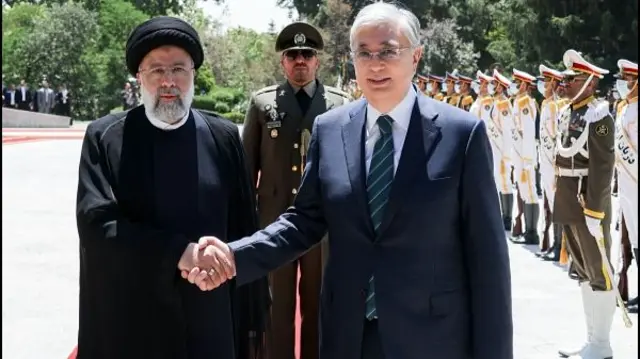 قاسم جومارت توقایف رئیس جمهور قزاقستان و ابراهیم رئیسی در تهران