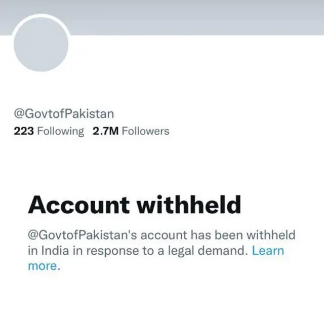 భారత్‌లో నిలిచిపోయిన పాకిస్తాన్ ప్రభుత్వ ట్విటర్ ఖాతా