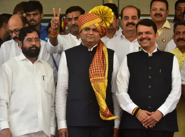 एकनाथ शिंदे, राहुल नार्वेकर और देवेंद्र फडणवीस