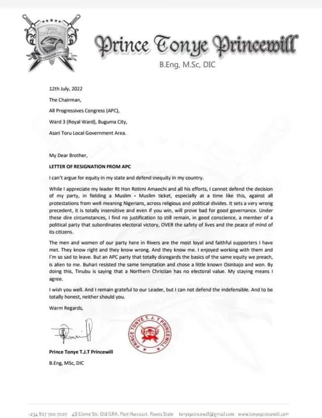 Resignation letter