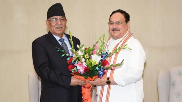 नेपाल के पूर्व प्रधानमंत्री पुष्प कमल दाहाल ने बीजेपी के राष्ट्रीय अध्यक्ष जेपी नड्डा से की मुलाक़ात.