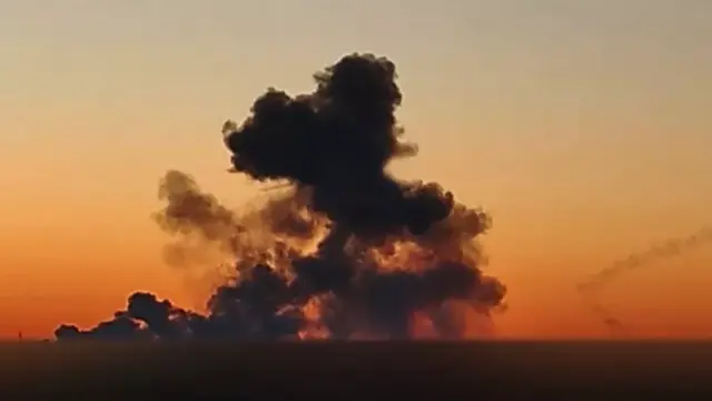 Дым после ракетного удара