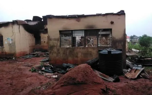 Burnt building