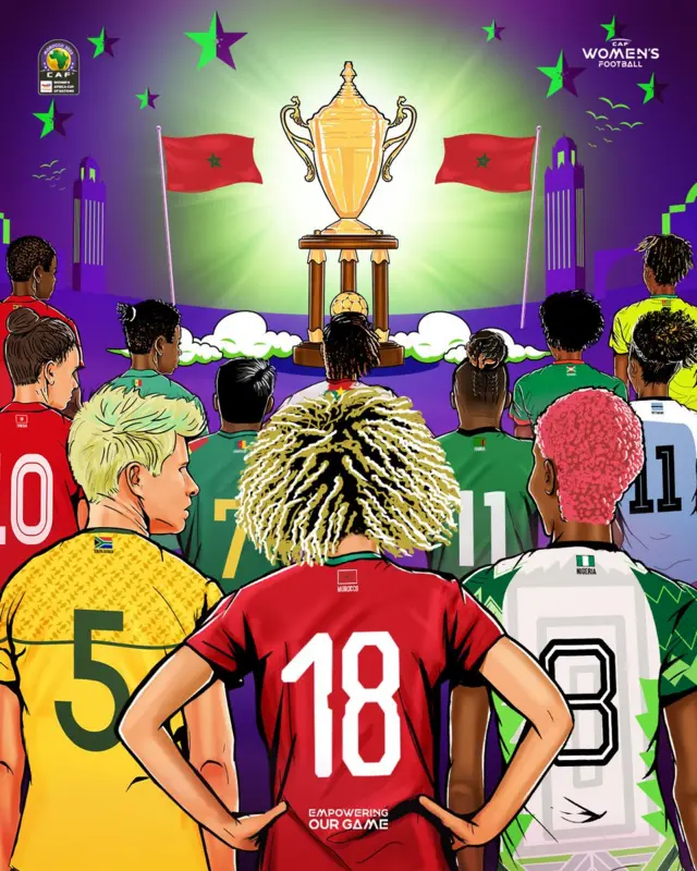 Aworan awọn agbabọọlu orilẹede ati ife ẹyẹ WAFCON ni iwaju wọn