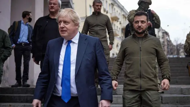 Boris Johnson and Voldymir Zelensky during im visit ti Kyiv