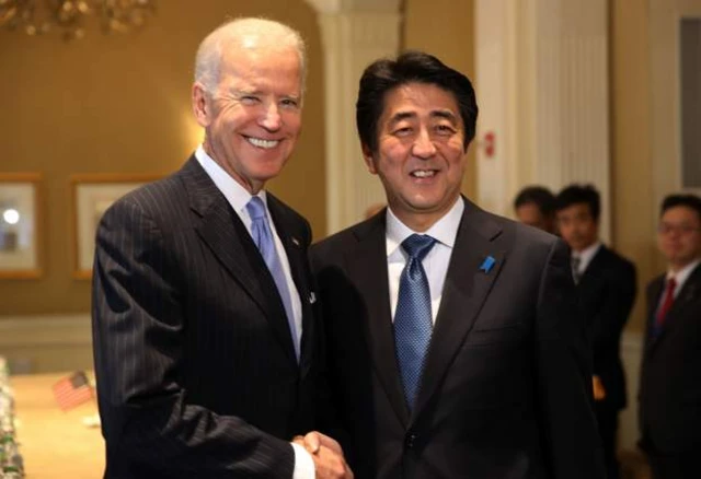 Rais wa Marekani Joe Biden na Shinzo Abe