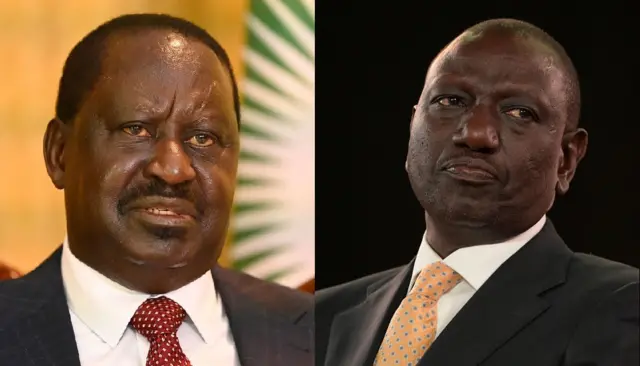 Raila Odinga (Midig) iyo William Ruto