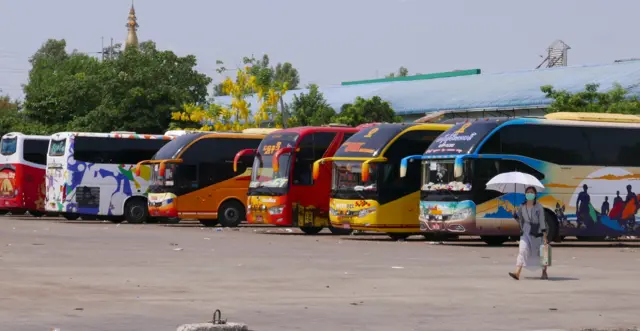Yangon Express bus cars.